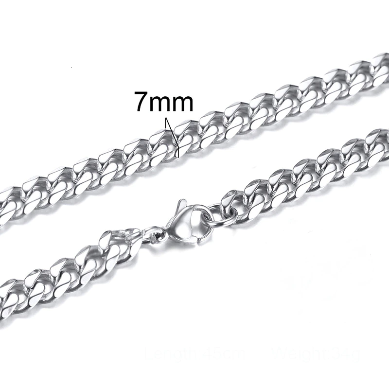 Thumbnail: CUBAN LINK 3 TO 7 MM  STAINLESS STEEL NECKLACE FOR MEN CHOKER JEWELRY