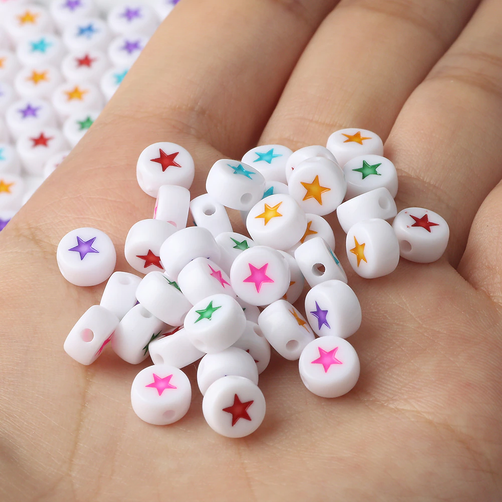 Thumbnail: Mixed Letter Acrylic Beads Round Flat Alphabet Digital Cube Loose Spacer