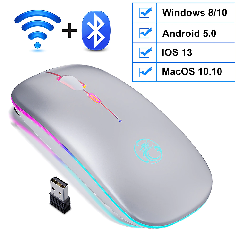 Thumbnail: Wireless Mouse Bluetooth Mouse Wireless RGB Rechargeable Ergonomic LED Backlit 