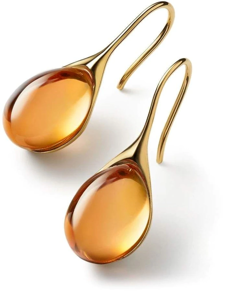 Thumbnail: Earrings Delicate Gold Color Inlay Natural Stone Hook Jewelry