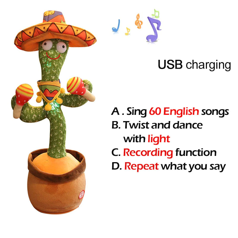Thumbnail: Lovely Talking Toy Dancing Cactus Doll Speak Talk Sound Record Repeat Kawaii