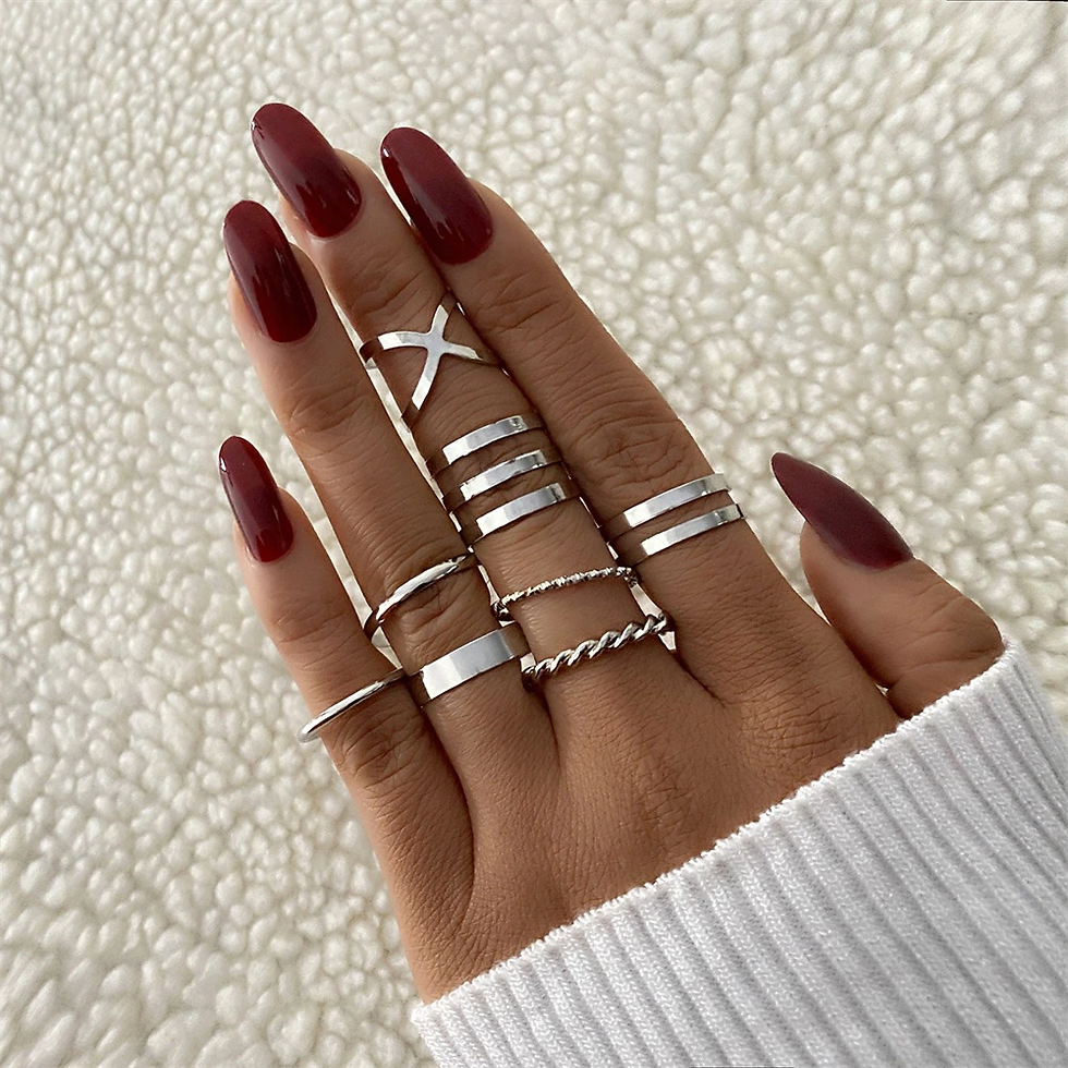 Thumbnail: FNIO Bohemian Gold Chain Ring Set Coin Snake Moon Party Trend Jewelry