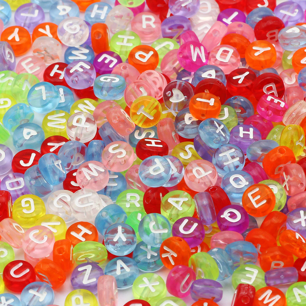 Thumbnail: 7mm Black White Mixed Letter Acrylic Beads Round Flat Alphabet Spacer