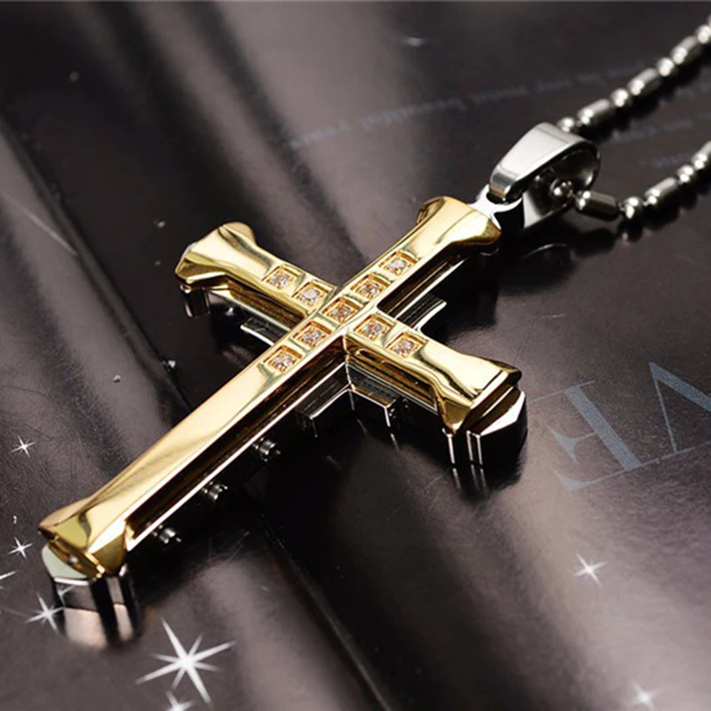 Thumbnail: Black Rectangle Pendant Necklace Trendy Simple Stainless Steel Chain