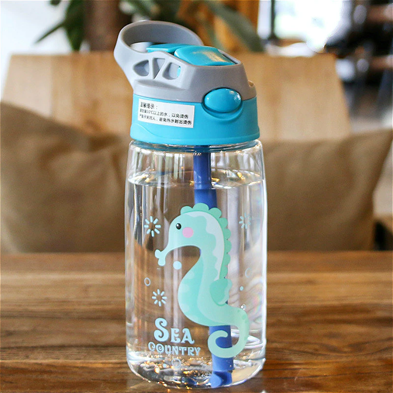 Thumbnail: Water Sippy Cup Creative Cartoon Baby Feeding with Straws Leakproof Water Bottle
