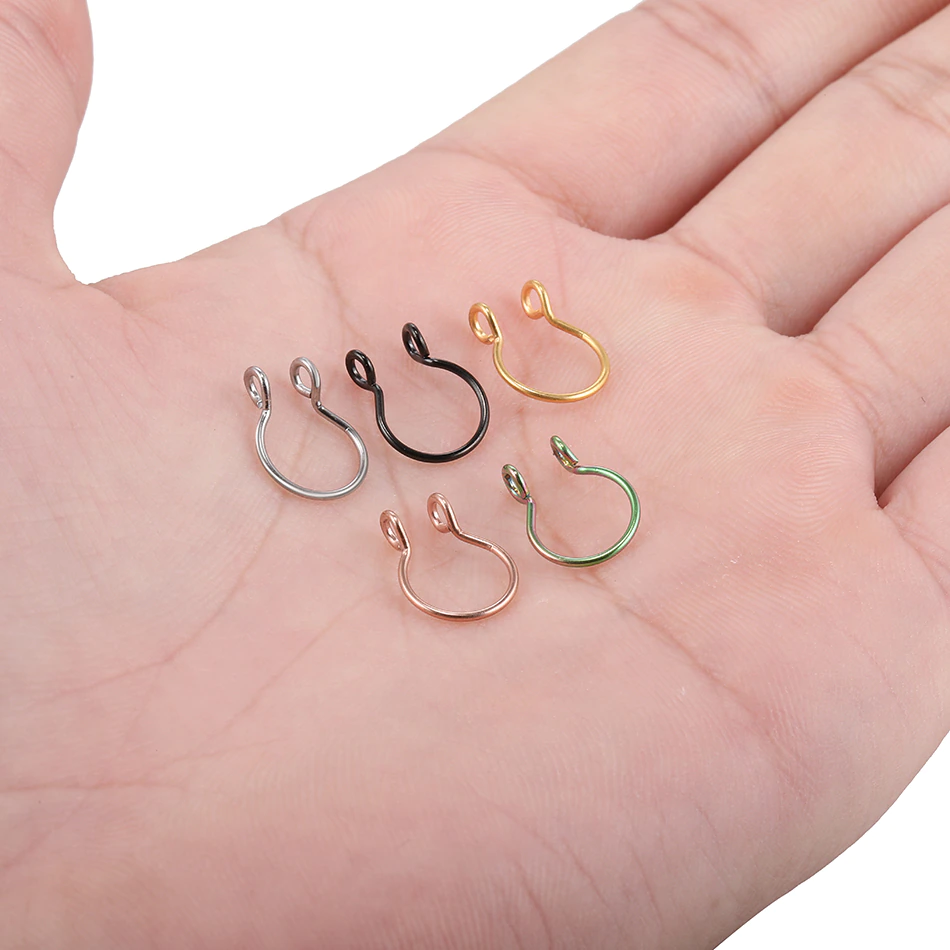 Thumbnail: 1Pc Stainless Steel Fake Nose Ring Hoop Septum Rings C Clip Lip