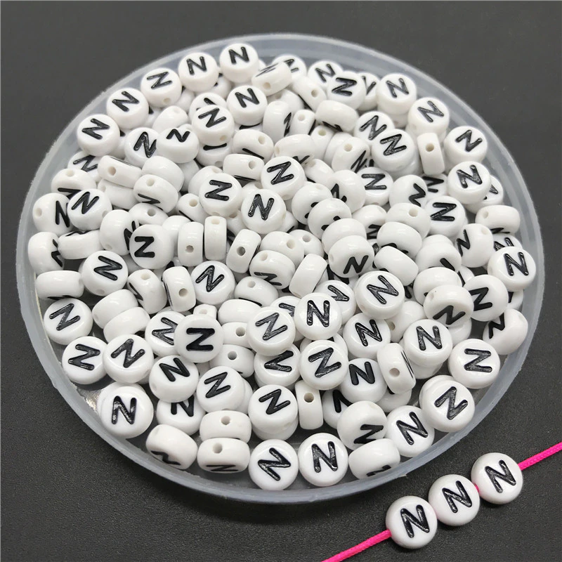Thumbnail: 100pcs/lot 4x7mm Acrylic Spacer Beads Letter Oval Alphabet