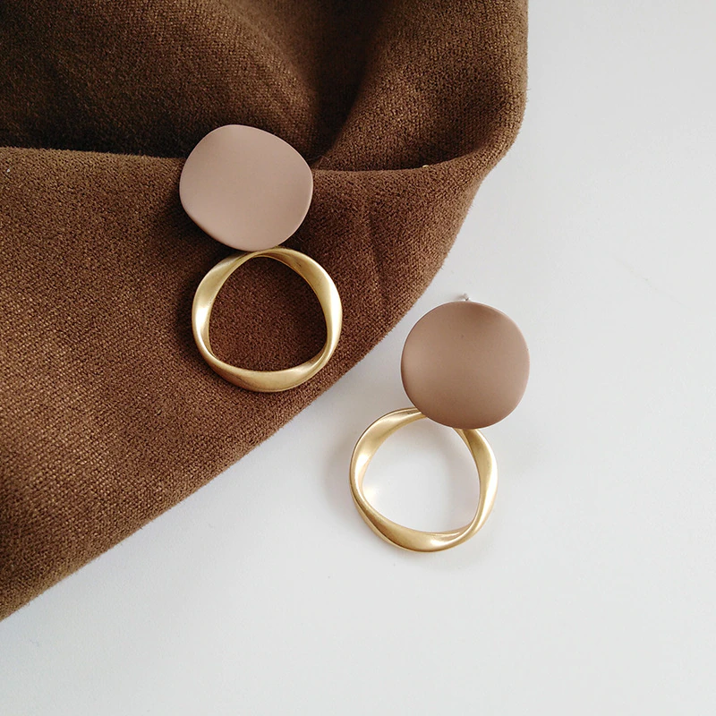 Thumbnail: Autumn Winter Earrings Vintage Matte drop Metal Fashion Statement