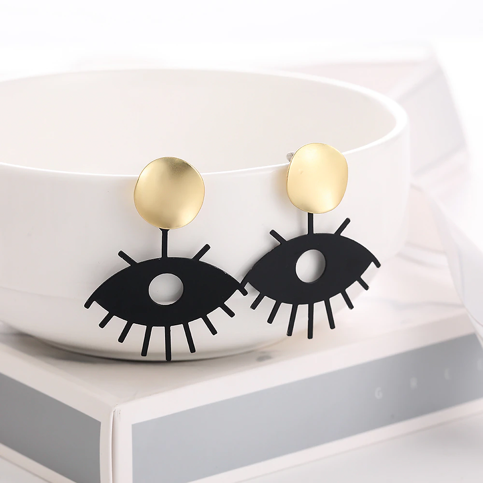 Thumbnail: WYBU Summer Style Golden Drop Earrings Geometric Black Long Hanging