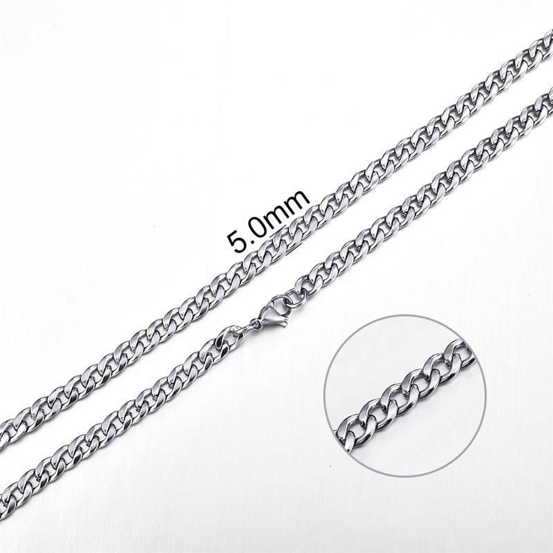 Thumbnail: Stainless Steel Chain Necklace Curb Cuban Link Chain Black Gold Silver Color