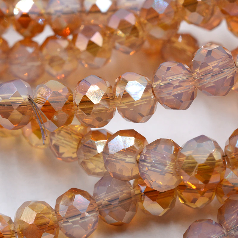 Thumbnail: Bright Pink Multicolor 4/6mm Diameter Faceted Crystal Glass Beads Quartz Charms
