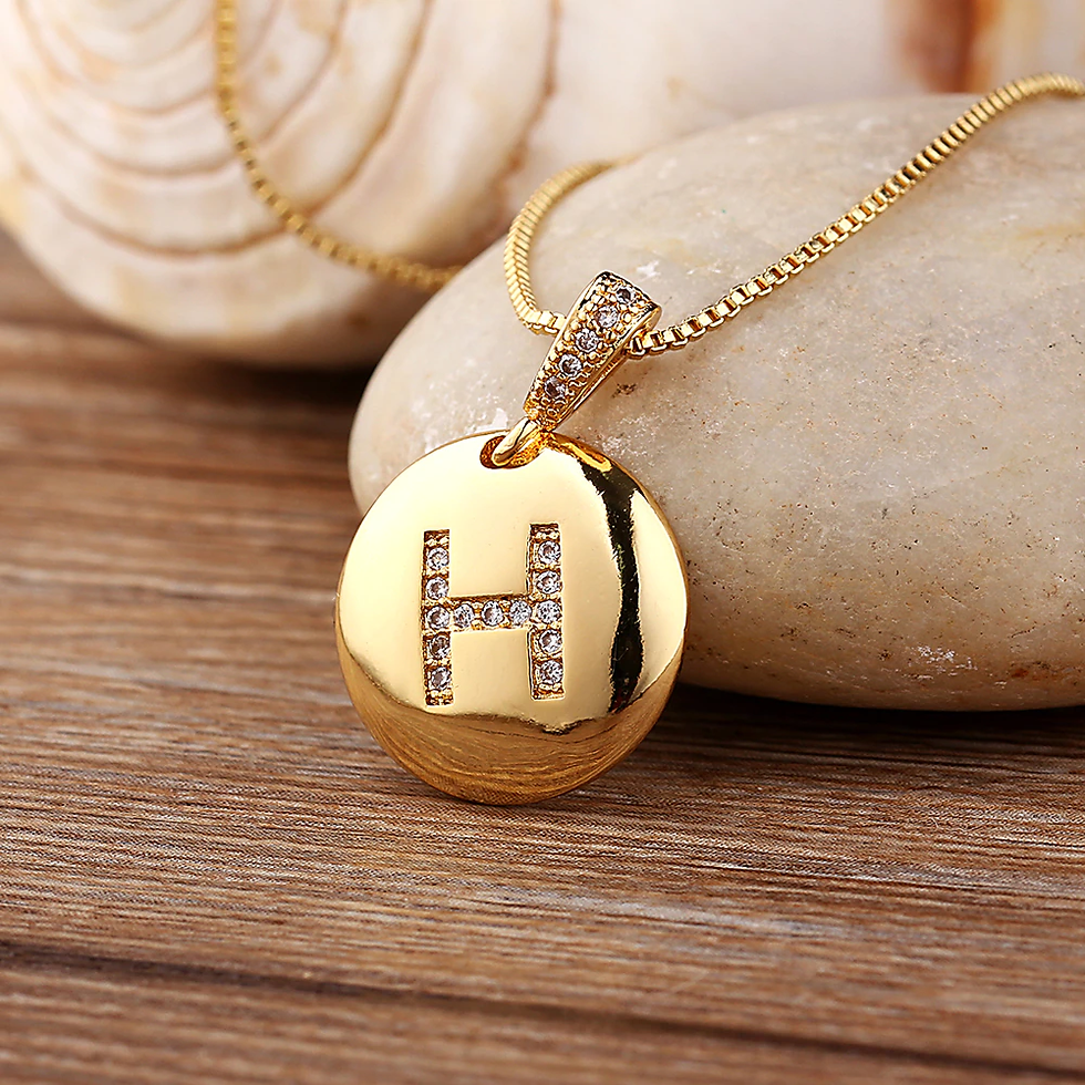 Thumbnail: Quality Initial Letter Necklace Gold Color 26 Letters Charm