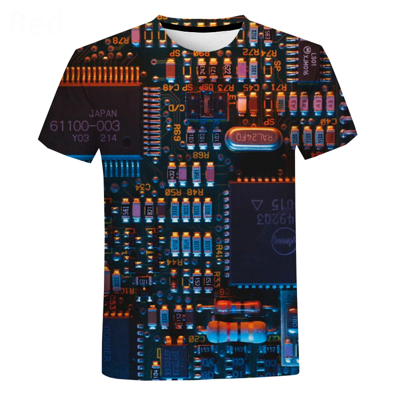 Thumbnail: Electronic Chip Hip Hop T Shirt Men 3D Machine Printed Oversized