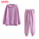 Thumbnail: Tangada Women fleece 100% cotton 2 pieces set hoodie sweatshirt and pants suit