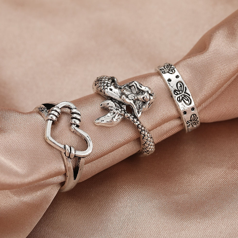 Thumbnail: Vintage Silver Plated Angel Wings Ring Gothic Punk Steampunk Butterfly Skull