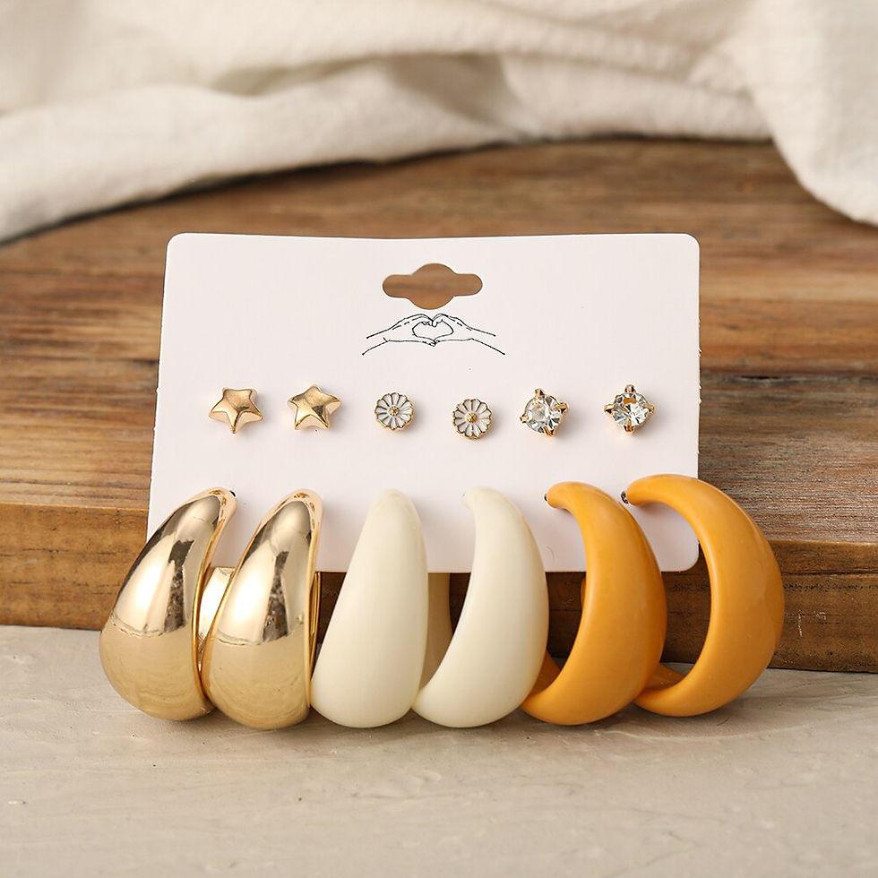 Thumbnail: Trendy Exquisite Pearl Metal Earrings Set Geometric Circle Dangle Drop Acrylic
