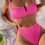 Thumbnail: Women High Waist Bikini Swimsuit Swimwear Female Bandeau Thong