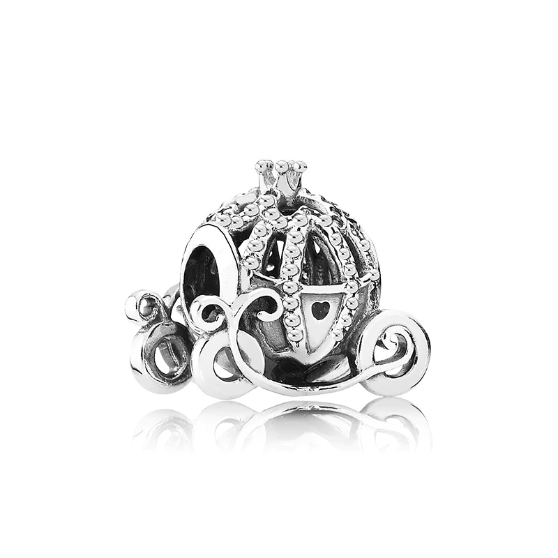 Thumbnail: New Silver Color Feather Crown Safety Chain Owl Love Beads Tower Pendant Fit