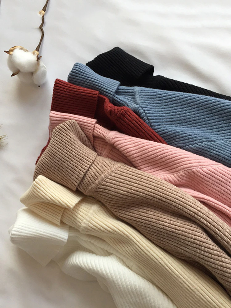 Thumbnail: Autumn Winter Thick Sweater Women Knitted Pullover Sweater Long Sleeve Soft Warm