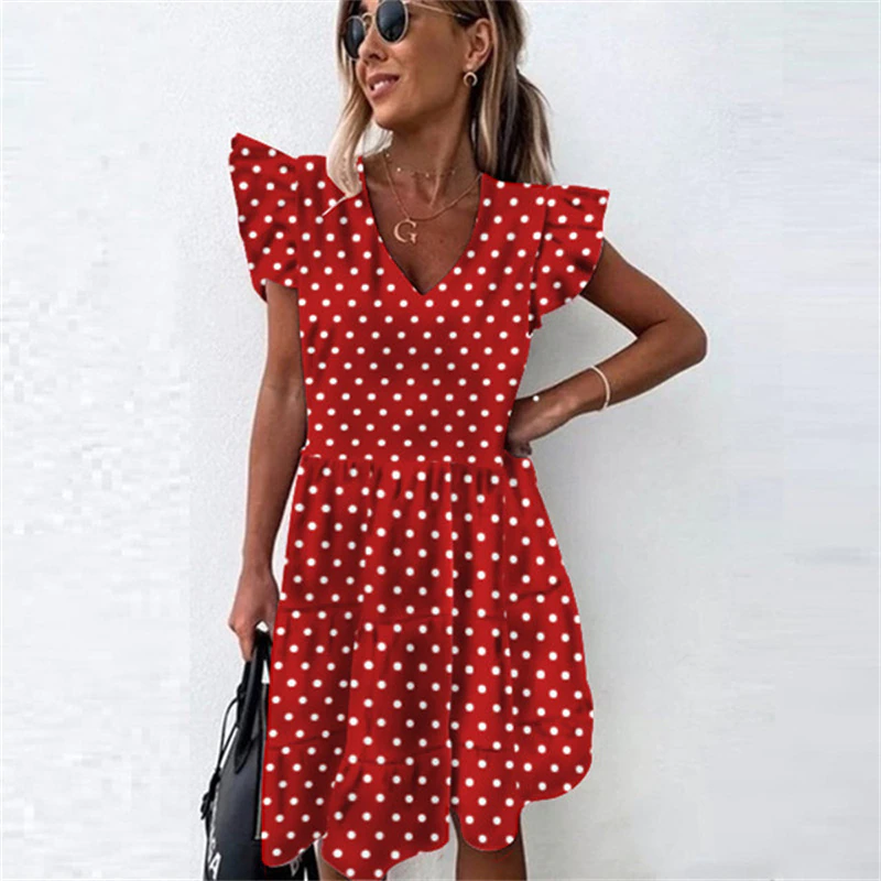 Thumbnail: Summer Dress Women Ruffle Spring Street Sexy Casual Slim Thin Beach Party