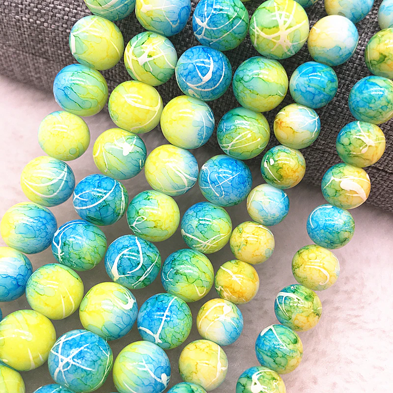 Thumbnail: Wholesale 4/6/8/10mm Glass Beads Round Loose Spacer Beads Pattern