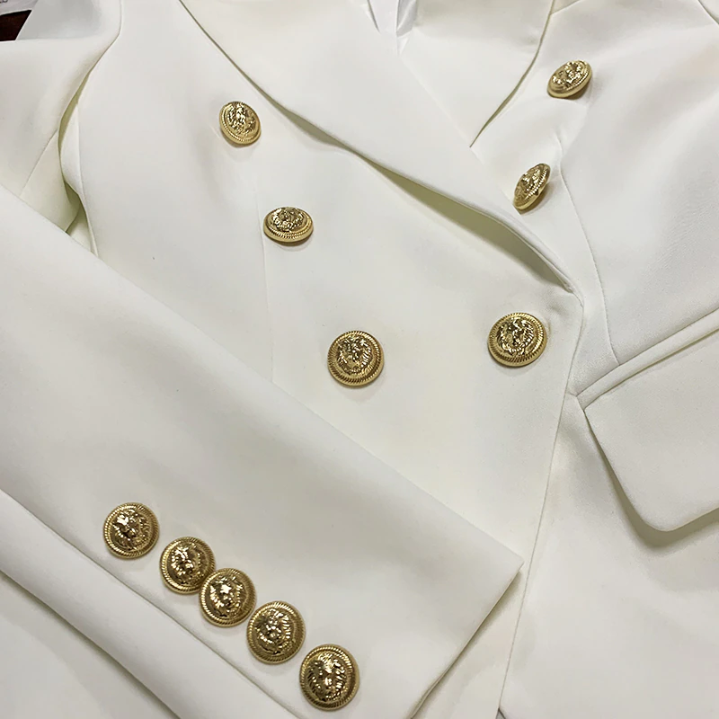 Thumbnail: QUALITY Designer Jacket Women Double Breasted Metal Lion Buttons Blazer S-4XL
