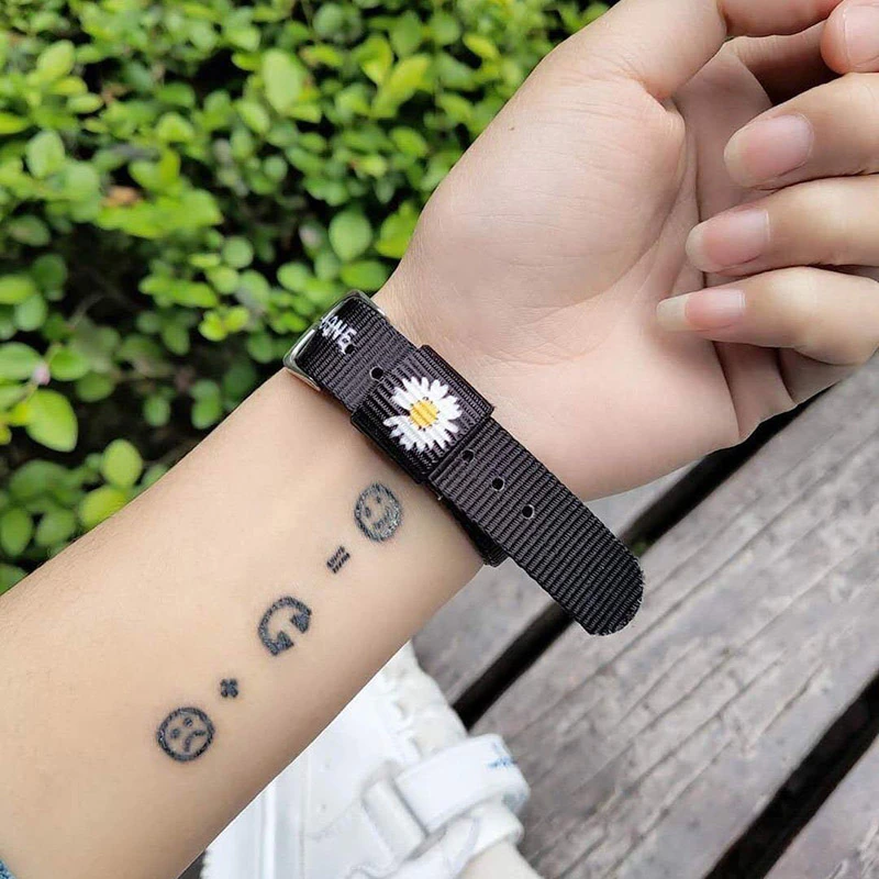 Thumbnail: 2PCS Daisy Strap Bracelets Rainbow Wristband Bracelet Cotton Linen Adjustable