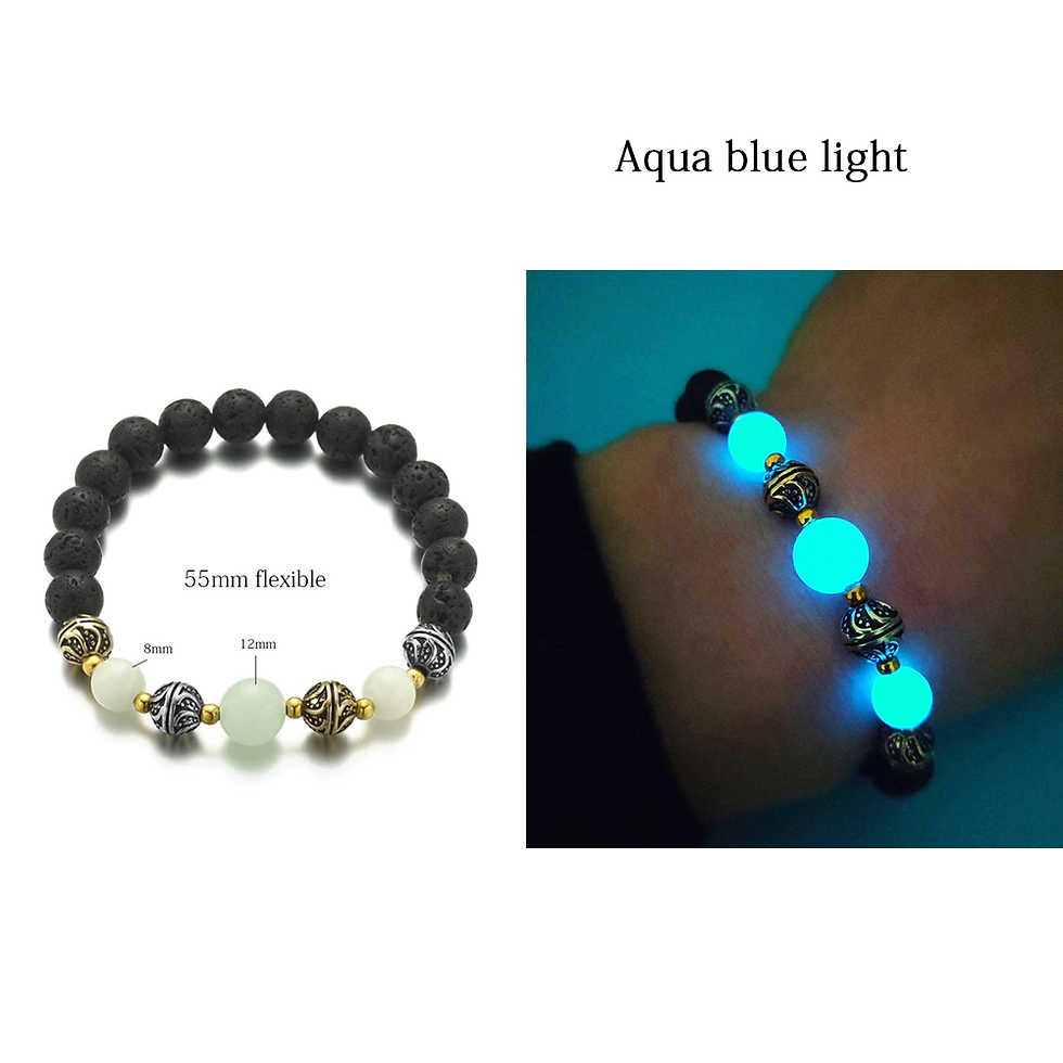 Thumbnail: Natural Stone Bracelet Yoga Healing Luminous Glow In The Dark Lotus Charm