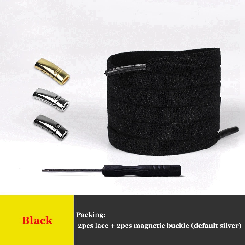 Thumbnail: 1Pair Elastic Magnetic Locking ShoeLaces Creative Quick Kids Adult Unisex