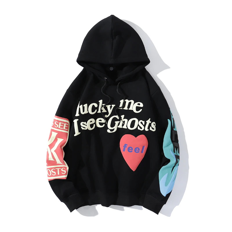 Thumbnail: Graffiti Letter Foam Plus Velvet Sweatshirts Men Harajuku Oversized Fleece
