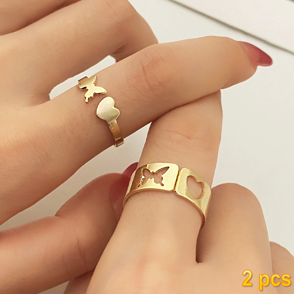 Thumbnail: IFMIA Trendy Gold Butterfly Ring Set Couple Friendship Engagement Wedding