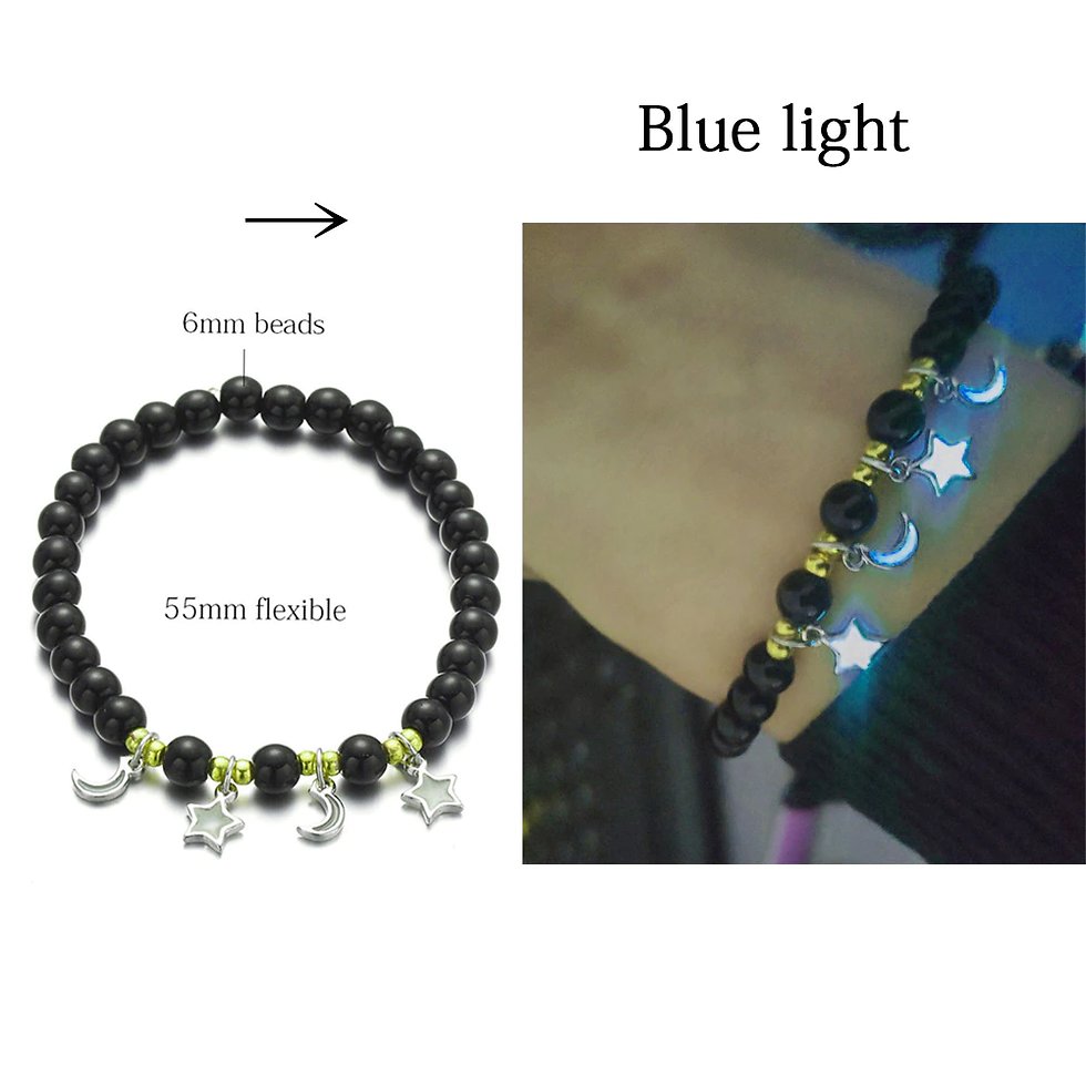 Thumbnail: Natural Stone Bracelet Yoga Healing Luminous Glow In The Dark Lotus Charm