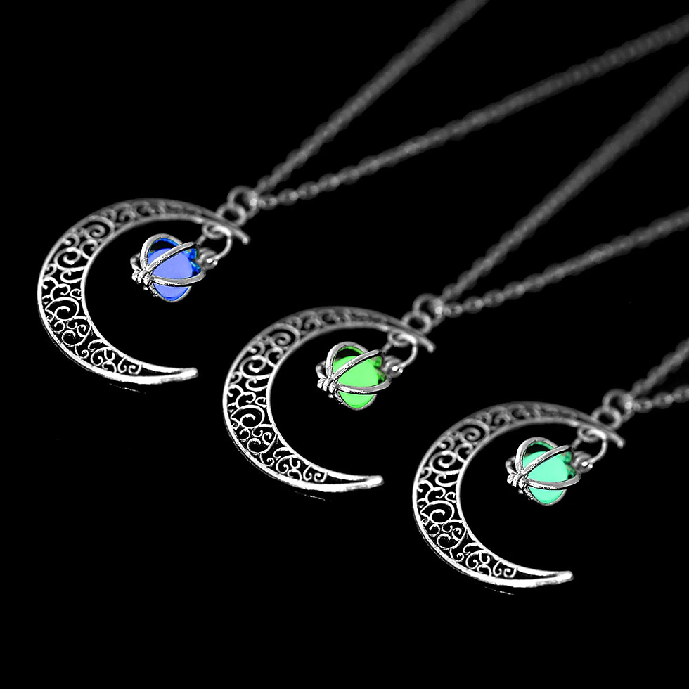 Thumbnail: FAMSHIN Fashion Silver Color Charm Luminous Necklace Moon Glowing Stone Necklace