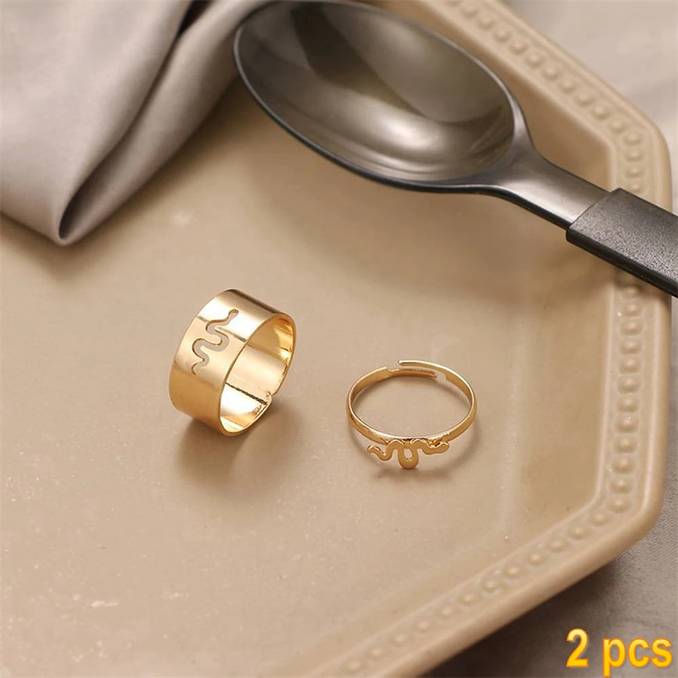 Thumbnail: IFMIA Trendy Gold Butterfly Ring Set Couple Friendship Engagement Wedding