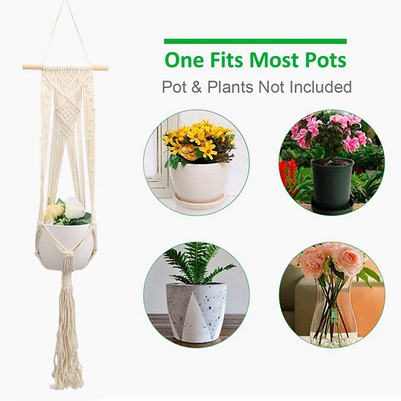 Thumbnail: Macrame Handmade Plant Hanger Baskets Flower Pots Holder Home Garden Supply