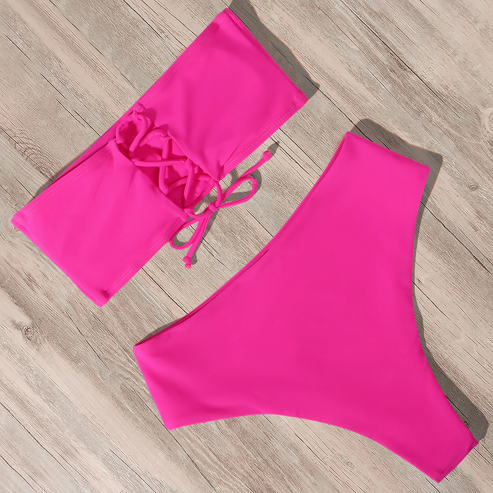 Thumbnail: RUUHEE Bandage Bikini Swimsuit High Waist Bikini Set Bathing Suit Push Up