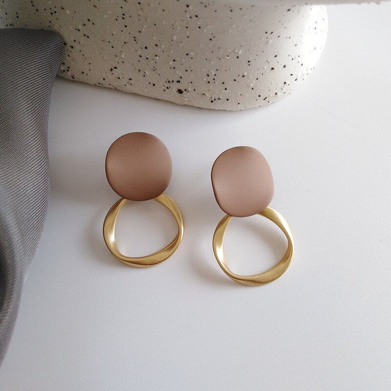 Thumbnail: Autumn Winter Earrings Vintage Matte drop Metal Fashion Statement