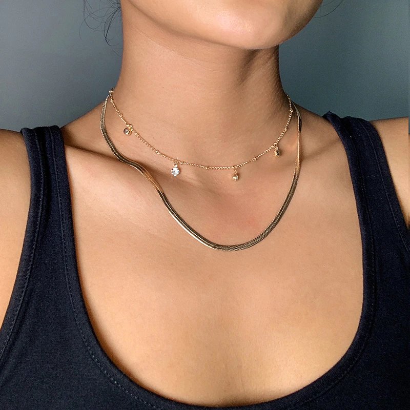 Thumbnail: 17KM Fashion Asymmetric Lock Necklace Twist Gold Silver Color Lock Choker Chain