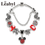 Thumbnail: Red Crystal Mickey Minnie Pendant Bracelet Silver Color Heart Charm