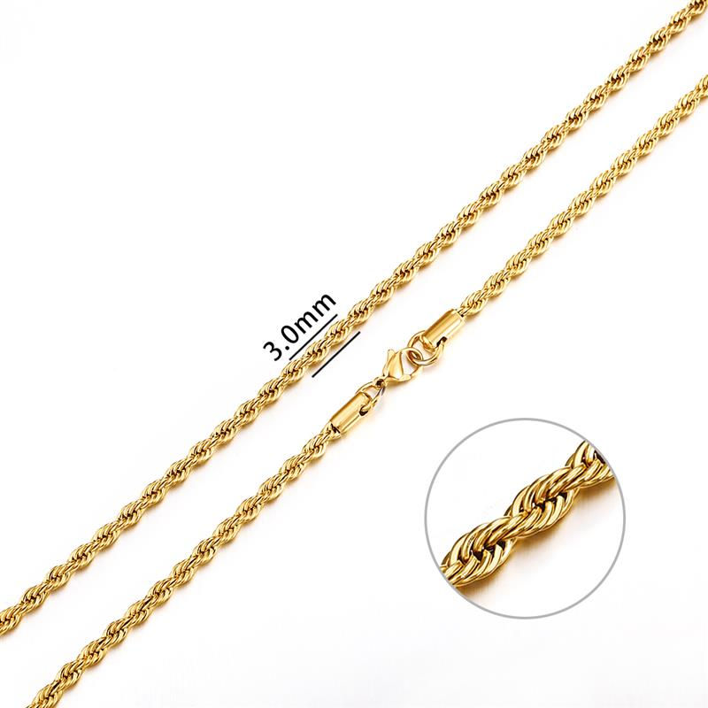 Thumbnail: Stainless Steel Chain Necklace Curb Cuban Link Chain Black Gold Silver Color