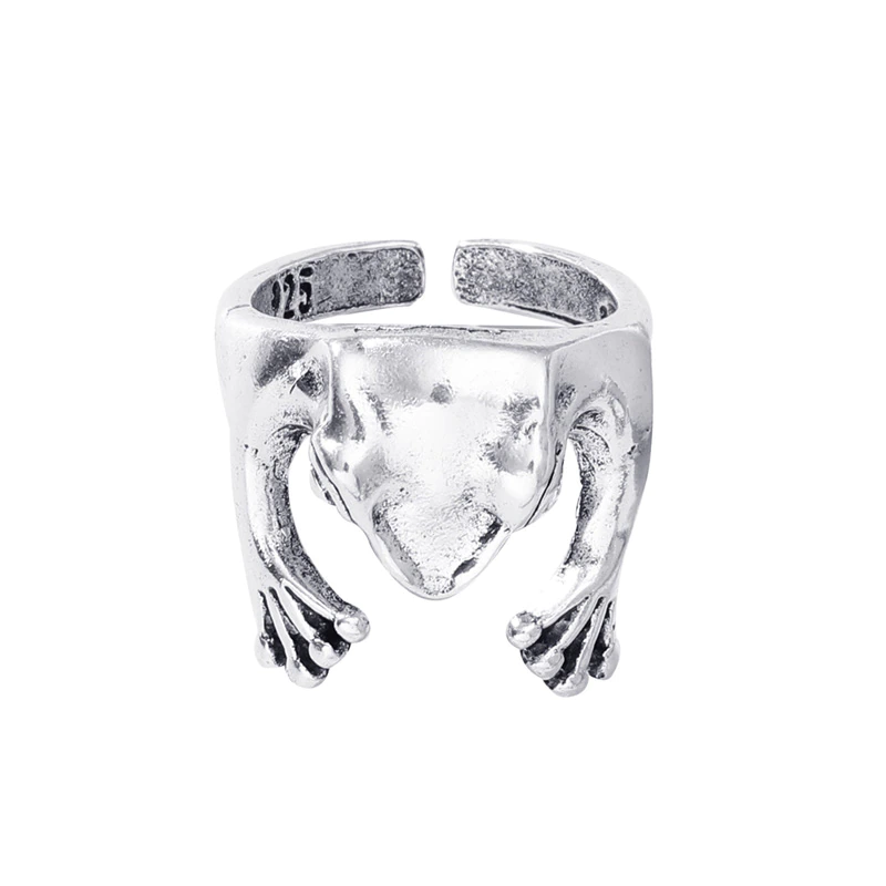 Thumbnail: Retro Punk Snake Ring Exaggerated Antique Silver Fashion Personality