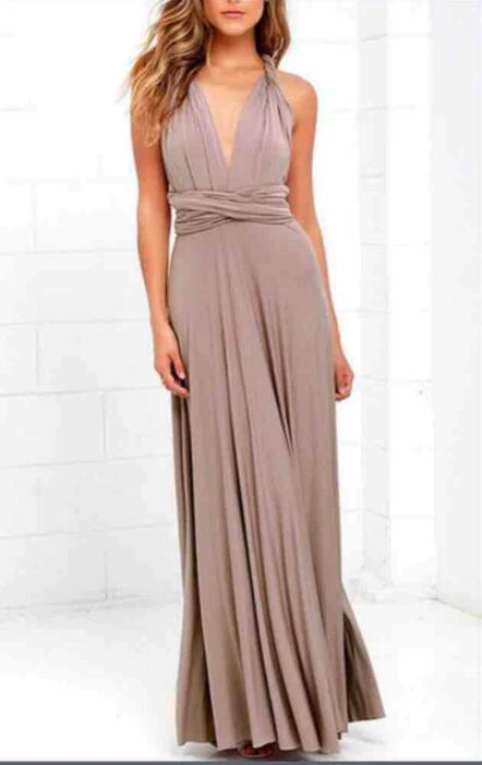 Thumbnail: Women Multiway Wrap Convertible Boho Maxi Red Dress Bandage Long Infinity Robe