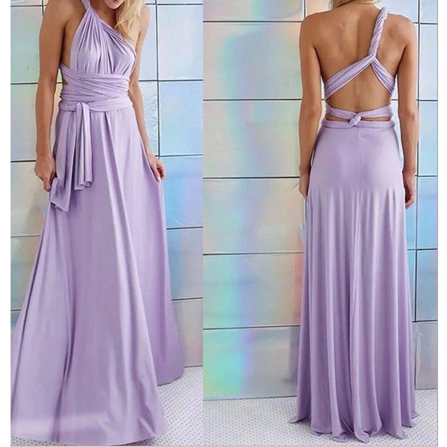 Thumbnail: Women Multiway Wrap Convertible Boho Maxi Red Dress Bandage Long Infinity Robe