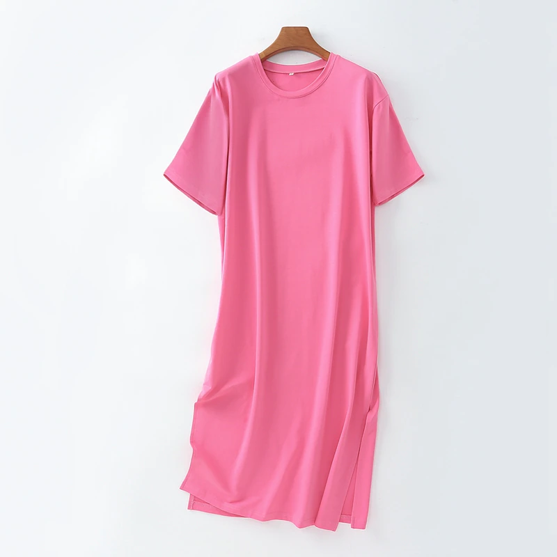 Thumbnail: Tangada Women Elegant 95% Cotton Sweatshirt Dress Oversized Short Sleeve