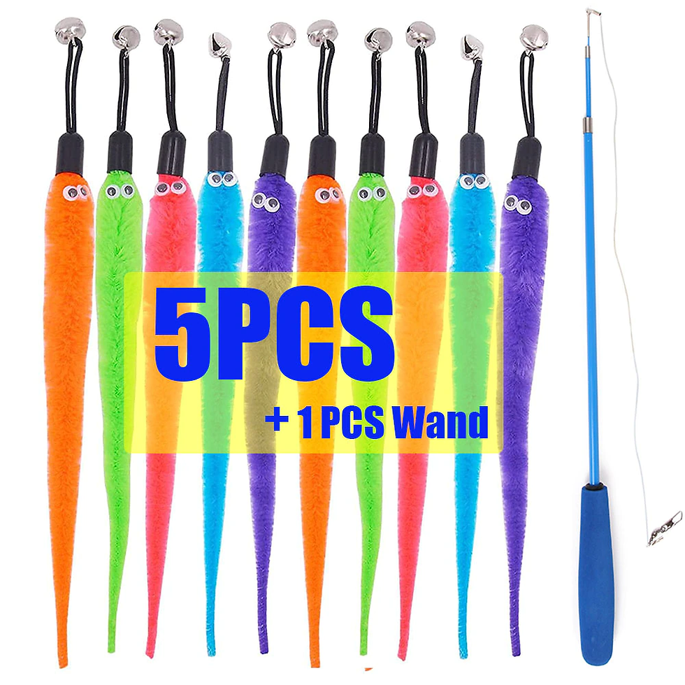 Thumbnail: 5/10 Pcs Colorful Cat Teaser Wand Chase Toy Plush Worm Interactive Training