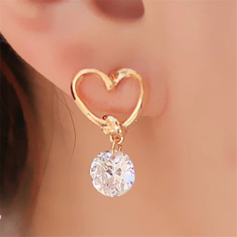Thumbnail: Crystal Flower Drop Earrings Fashion Jewelry Gold Rhinestones
