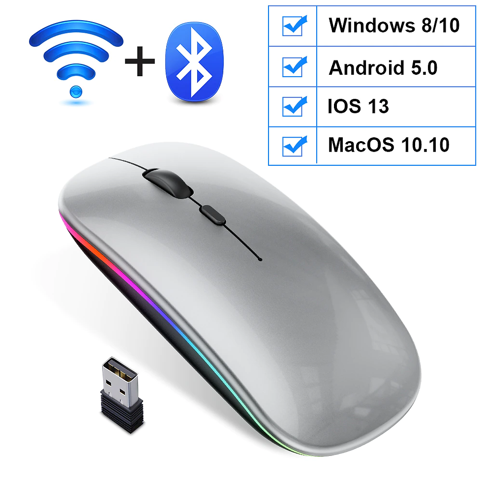 Thumbnail: Wireless Mouse RGB Bluetooth Gaming Rechargeable Ergonomic LED Backlit USB