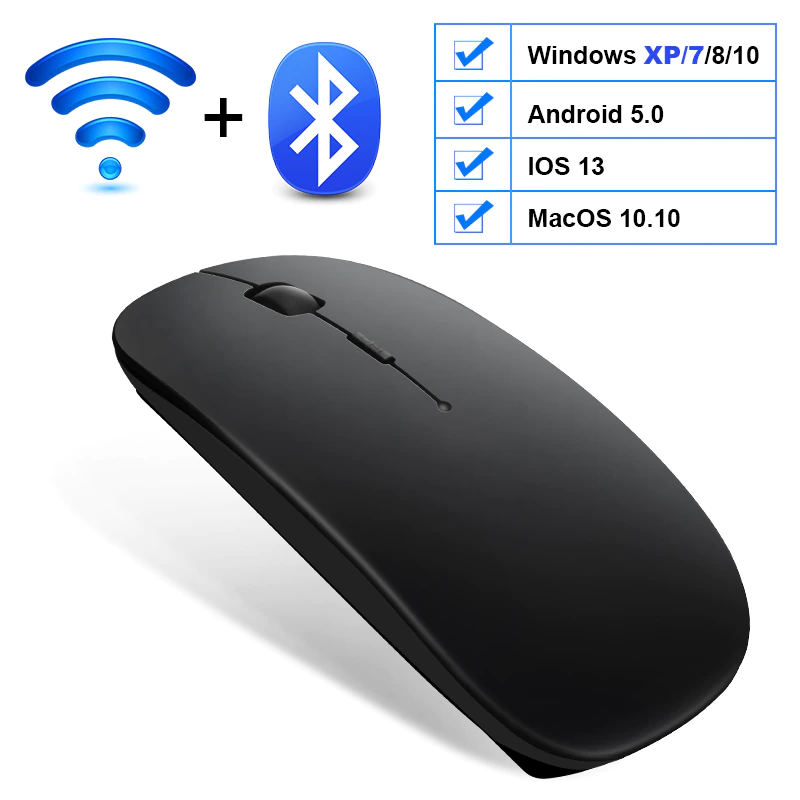 Thumbnail: Wireless Mouse Computer Bluetooth Rechargeable Ergonomic 2.4Ghz USB Optical