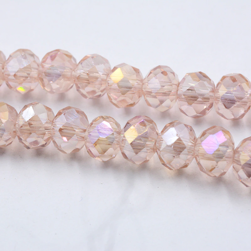 Thumbnail: Bright Pink Multicolor 4/6mm Diameter Faceted Crystal Glass Beads Quartz Charms