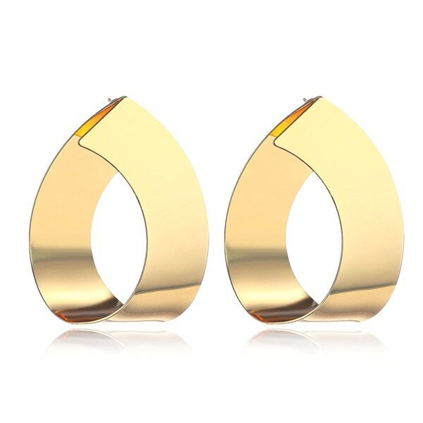 Thumbnail: FNIO Fashion Vintage Big Geometric Statement Gold Metal Drop Earrings Trendy